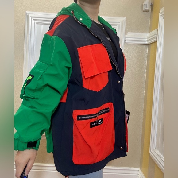 NWOT Vibrant Green and Orange Colorblock Jacket - Picture 7 of 14